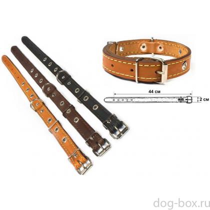 Ошейник безразмерный, кожа, черный 44*2см-0