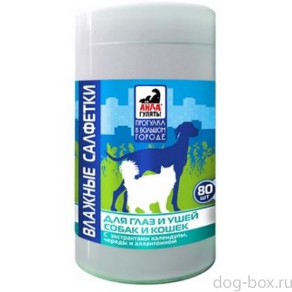 Айда гулять Салфетки влажные для собак и кошек для глаз и ушей 80шт-0