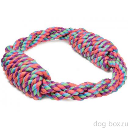 Игрушка "Веревка - кольцо, два узла", для собак, хлопок, 18 см-0
