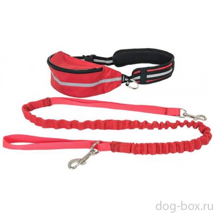 Комплект для Каникросса - Пояс-сумка и потяг 130-160см, красный-0