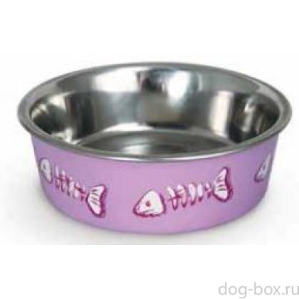 Миска нержавеющая сталь "Рыба"  сиреневая 450 мл (BL-03)-0