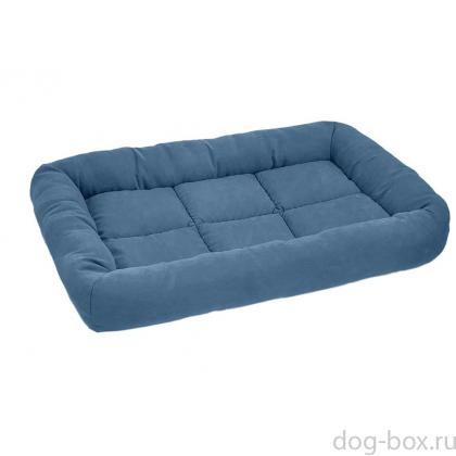 Лежанка прямоугольная с валиком "Батут" - бархат, синий-0