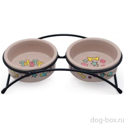 Миска керамическая на подставке "Лакомка", 2*0,25л (CB12)-0