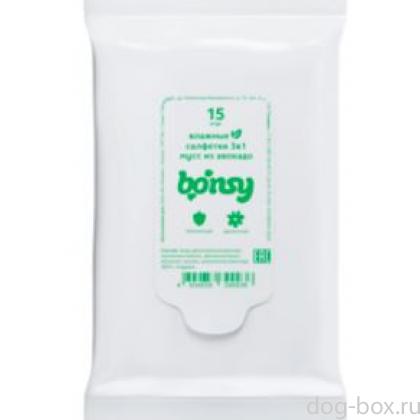 Влажные салфетки универсальные для лап, глаз и ушей, с ароматом мусс из авокадо 15 шт.-0