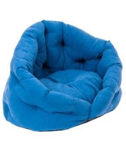 Лежак овальный пухлый, серия "Sleep-Бархат" с подушкой синий