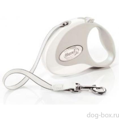 Рулетка-ремень для собак до 12кг, 3м, белая (Style S Tape 3m white) -0