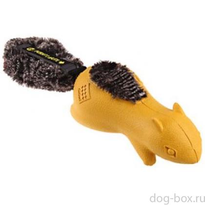 Игрушка для собак "Белка" с отключаемой пищалкой, резина, искусственный мех, 31см (75397)-0