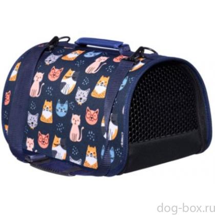 Сумка-переноска "Отуар" для животных, кофр жесткий, рисунок кошки, 43*25*24см-0
