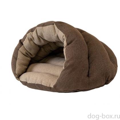 Домик пухлый "Ракушка" - рогожка коричневый-0