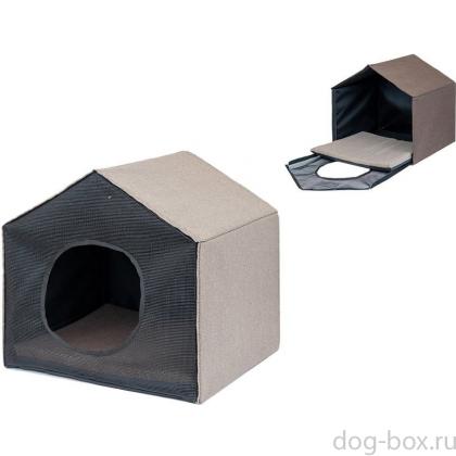 Домик-лежанка с жест.каркасом "Хайтек" "Радиус" раскл.,49*38*43см. бежевый-0