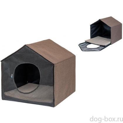 Домик-лежанка с жест.каркасом "Хайтек" "Радиус" раскл.,49*38*43см. коричневый-0