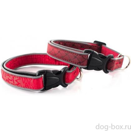 Ошейник со светоотражающим кантом 25мм*35-55см, красный-0