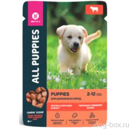 Корм консервированный для щенков тефтельки с говядиной в соусе, пауч-0