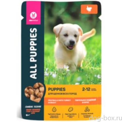 Корм консервированный для щенков тефтельки с индейкой в соусе, пауч-0