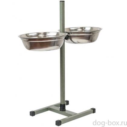 Стойка с мисками регулируемая, высота 50см, 2*1,5л-0