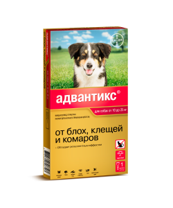 Адвантикс Капли для собак 10-25кг от блох, клещей, 1 пипетка 2,5мл