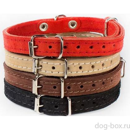 Ошейник "Стандарт" 2 слоя, замша, черный 28-35см*1см-0