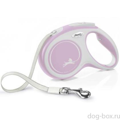 Рулетка-ремень для собак до 25кг, 5м, розовая (New Comfort M Tape 5m rose) -0
