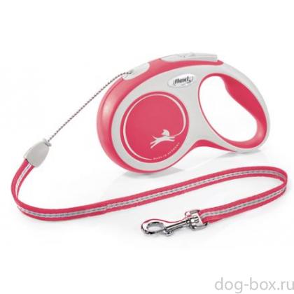 Рулетка-трос для собак до 20кг, 5м, красная (New Comfort M Cord 5m red) -0