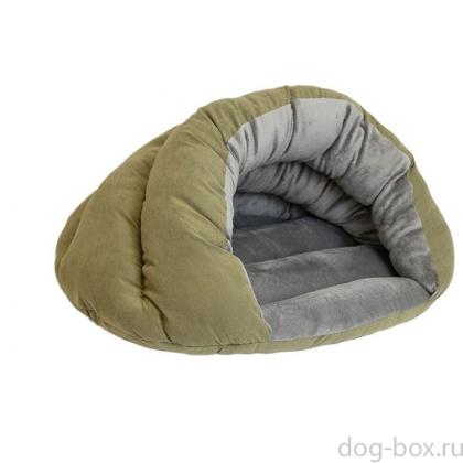 Домик пухлый "Ракушка" - бархат милитари-0