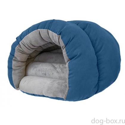 Домик пухлый "Ракушка" - бархат синий-0