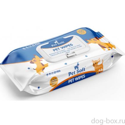 Салфетки влажные для животных PET SOFT WIPES, 15*20см, 100шт.-0