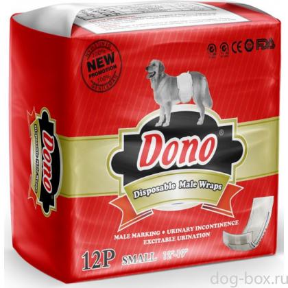 Пояс для кобелей одноразовый DONO MALE PET DIAPER, р-р S (талия 30-48см) 12шт.-0