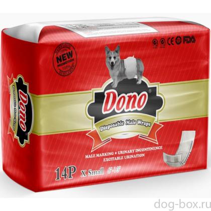 Пояс для кобелей одноразовый DONO MALE PET DIAPER, р-р XS (талия 15-33см) 14шт.-0