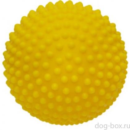 Игрушка для собак "Мяч игольчатый", желтый, 6,5см-0
