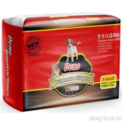 Подгузники для животных DONO Disposable Diapers, размер XS (вес 2-3кг, талия 22-40см) 18шт.-0