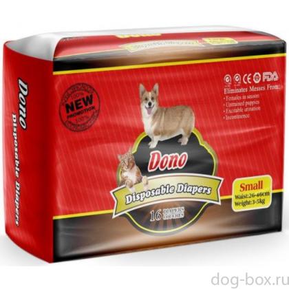 Подгузники для животных DONO Disposable Diapers, размер S (вес 3-5кг, талия 26-46см) 16шт.-0