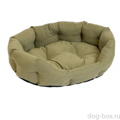 Лежак овальный пухлый "Облако" - бархат, милитари-0