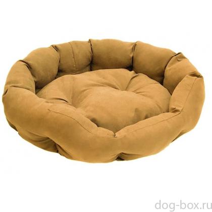 Лежак овальный пухлый "Облако" - бархат, охра-0