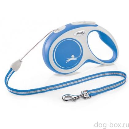 Рулетка-трос для собак до 20кг, 5м, синяя (New Comfort M Cord 5m blue), синяя -0
