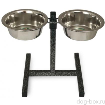 Стойка с 2 мисками из нержавеющей стали (9030)-0