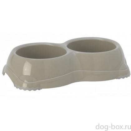 Двойная миска нескользящая Smarty, 2*330мл, теплый серый-0