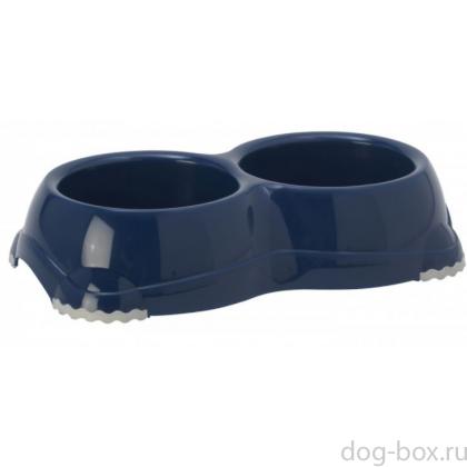 Двойная миска нескользящая Smarty, 2*330мл, черничный-0