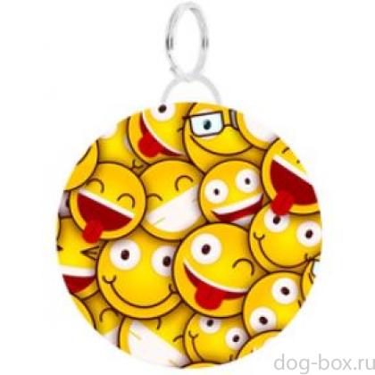 Адресник "Лира"желтый, с рисунком "улыбка", круг d28мм-0