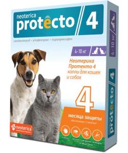 Neoterica Protecto Капли от блох и клещей для кошек и собак 4-10 кг, 2 шт.