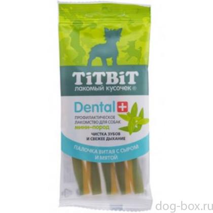 ДЕНТАЛ+ Палочка витая с сыром для собак мини-пород-0