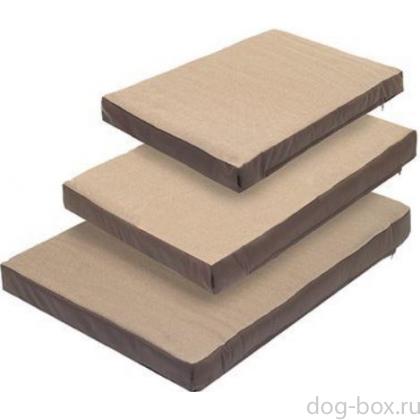 Лежанка прямоугольная с чехлом на молнии "Фьюжен", рогожка и экокожа, бежевая-0