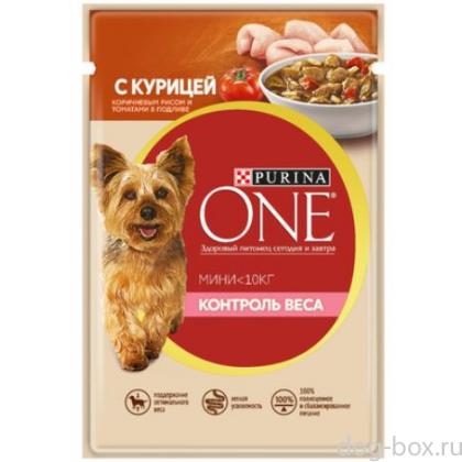 Паучи для взрослых собак малых пород с курицей, рисом и томатами "Контроль веса"-0