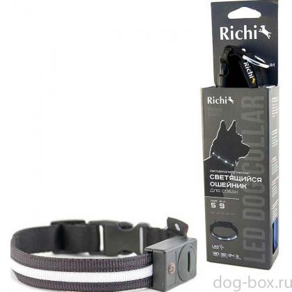 Ошейник LED светящийся точечный, 3 режима, 52-57см (XL) черный-0