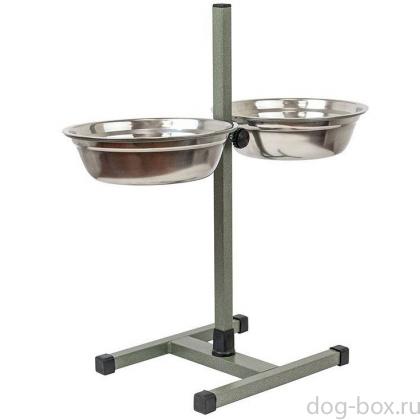 Стойка с мисками регулируемая, высота 50см, 2*2,0л-0