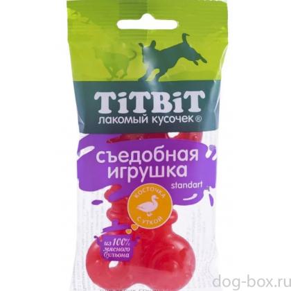 Съедобная игрушка для собак средних пород косточка с уткой Standart-0