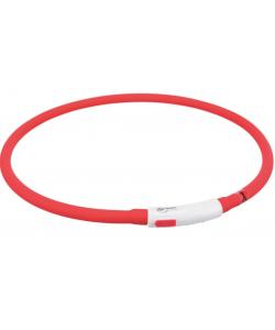 Мигающее кольцо для собак USB, силикон, XS–XL: 70 см/ф 10 мм, красное (12643)