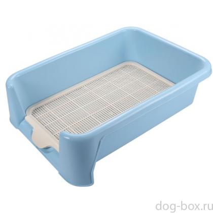Туалет для собак с сеткой 40*40*15см, голубой (Р587)-0