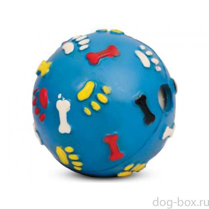 "Мяч c лапками и косточками со звуком" для собак, резина, 7см-0