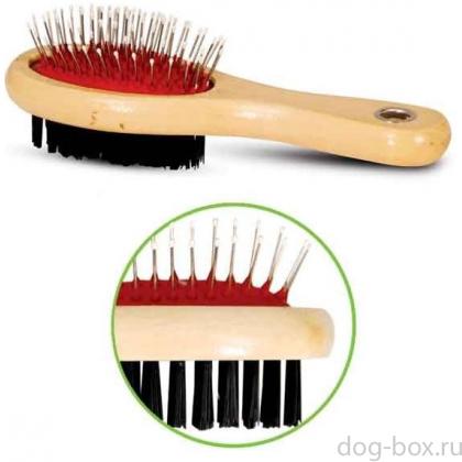 Щетка двухсторонняя большая, деревянная ручка 7*24 см (423А)-0