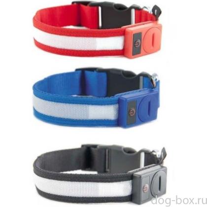 Ошейник со светящейся лентой, 3 режима, 45-48см (L), черный-0